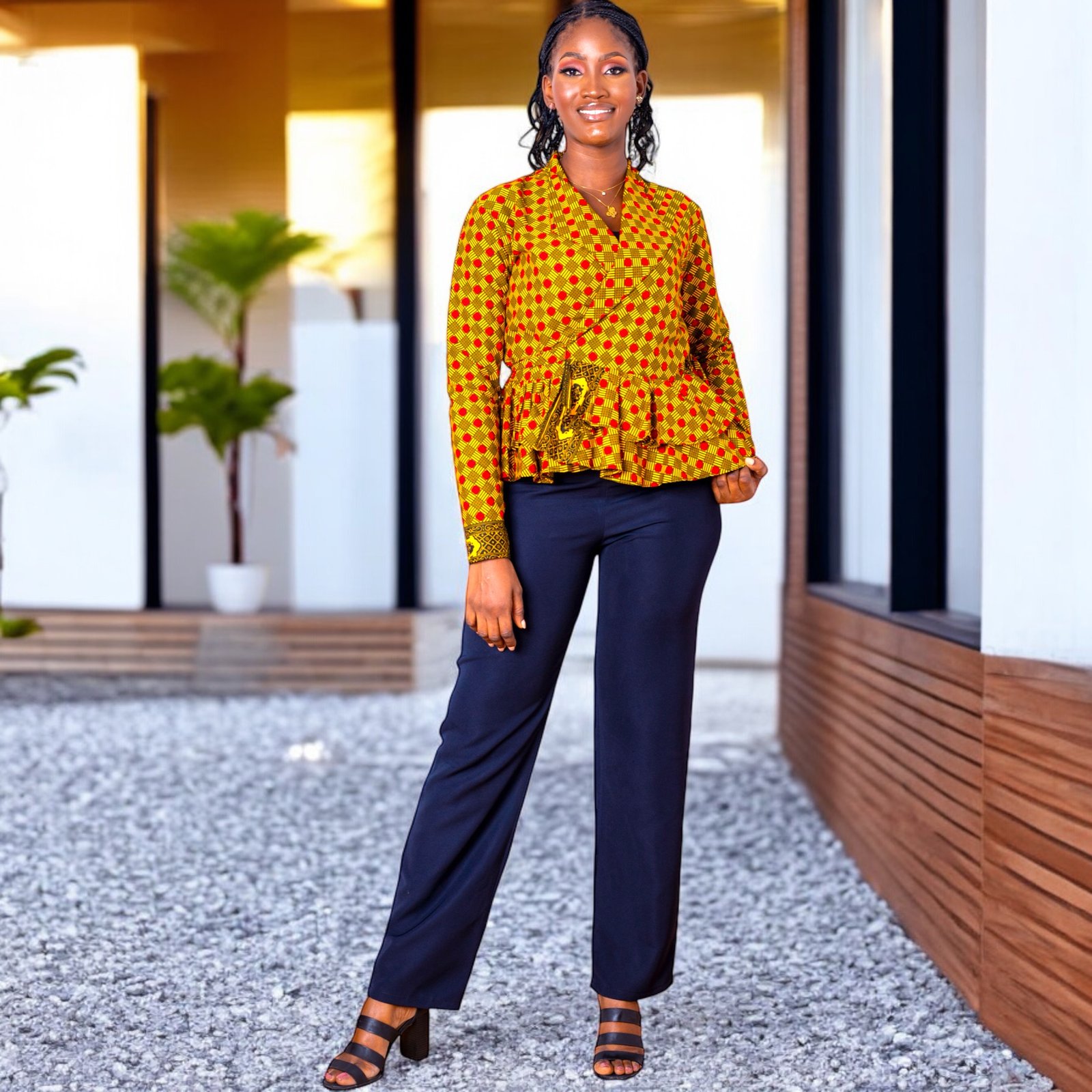 Zulai Women's  African Print Peplum Blazer