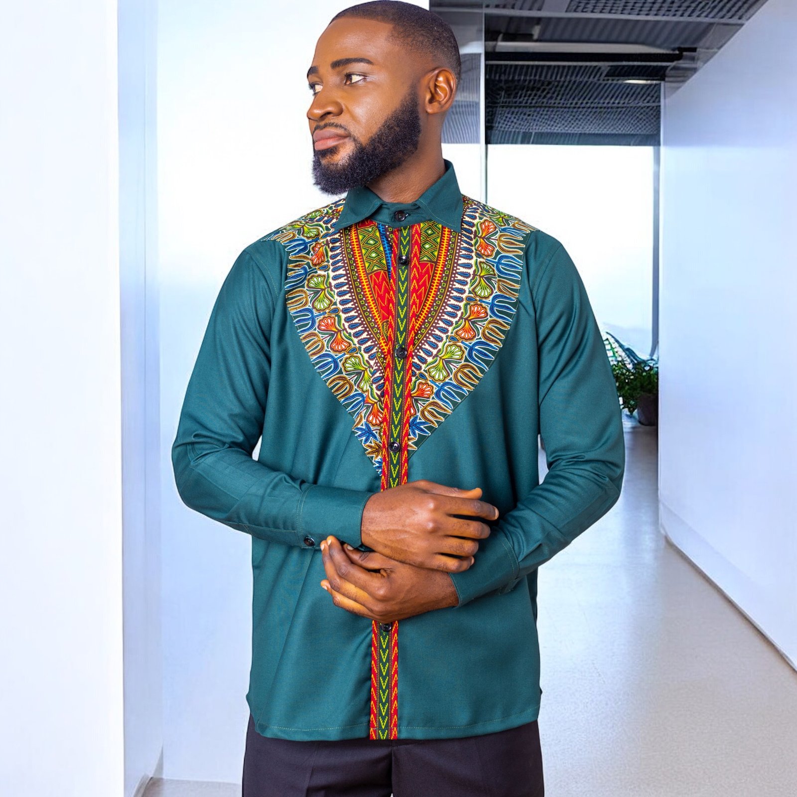 Kweku Men's African Print Dashiki Shirt