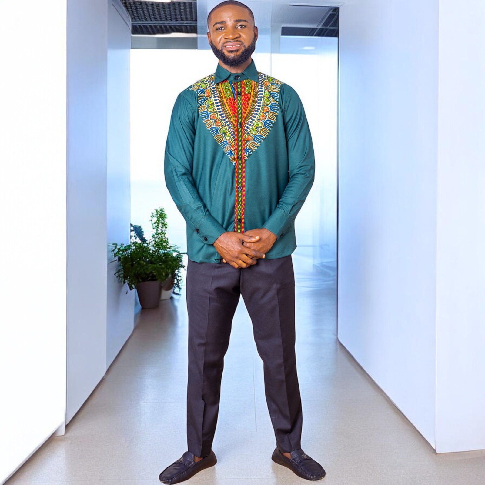 Kweku Men's African Print Dashiki Shirt