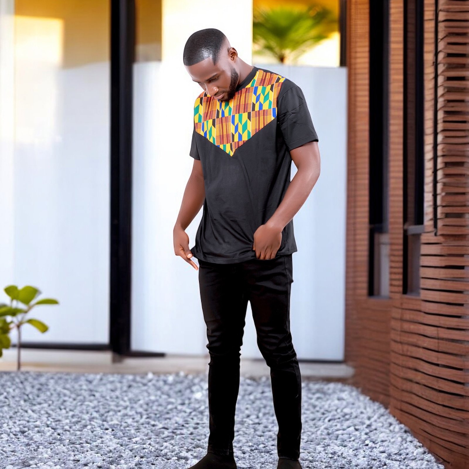 Kweku Men’s African Print Kente  T-Shirt