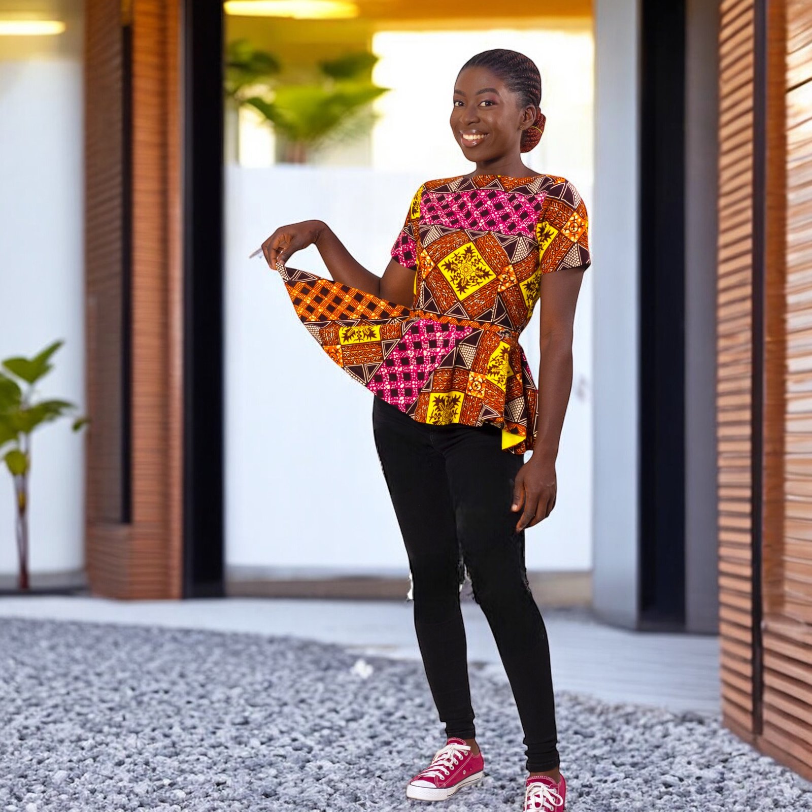 Efua Women's African Print  Peplum Top