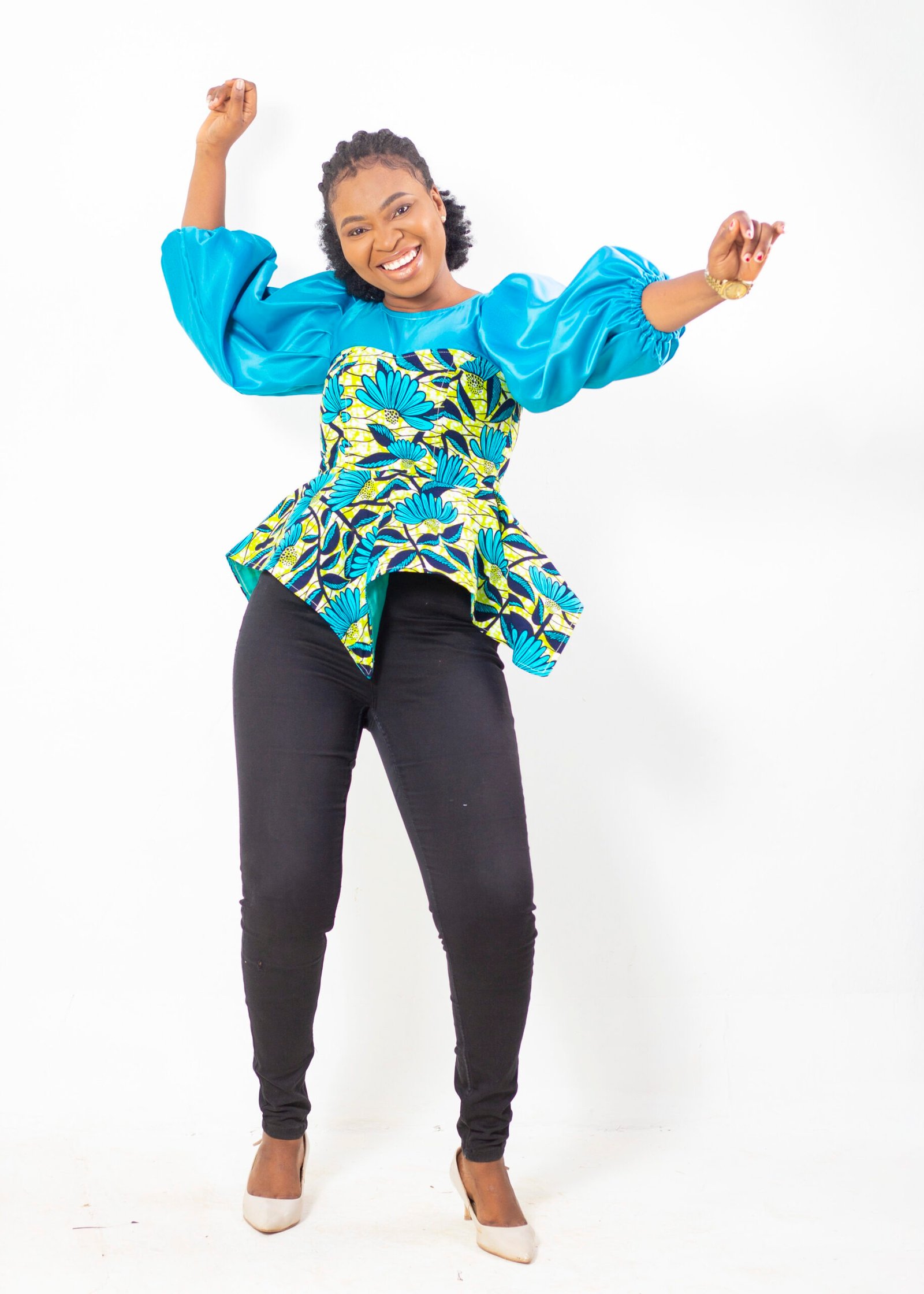 Ohemaa Women's African Print Bloom Peplum Top