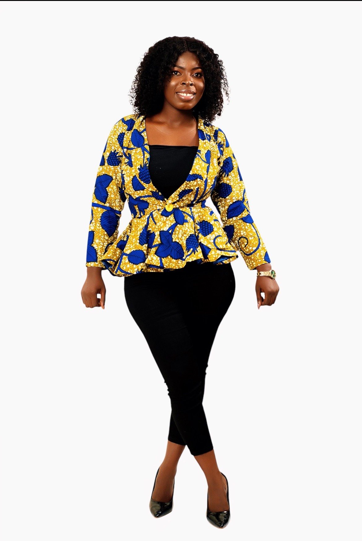 Sena Women's African Print Peplum Blazer