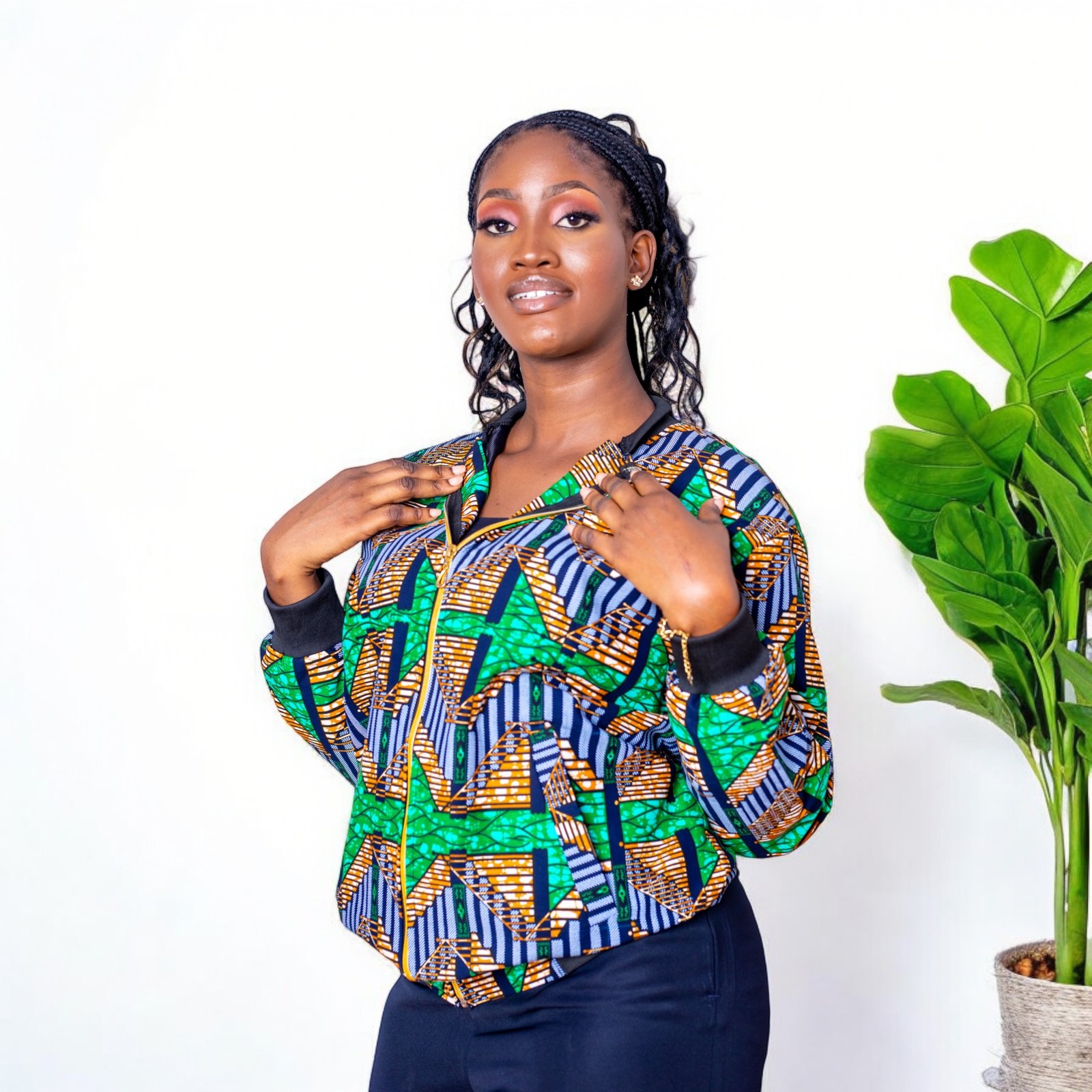 Imara Women's African Print Bomber Jacket