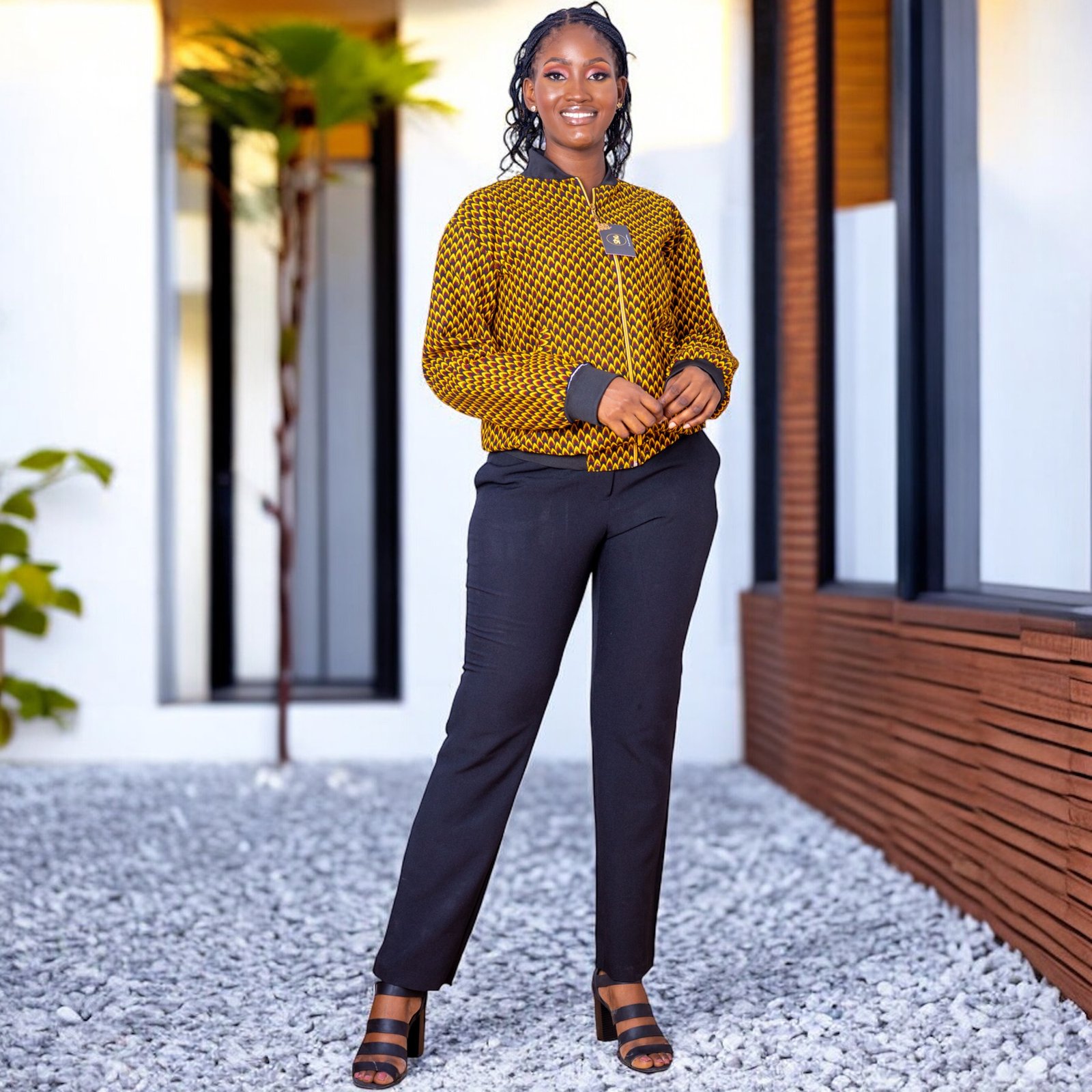 Zina Women's African Print Bomber Jacket