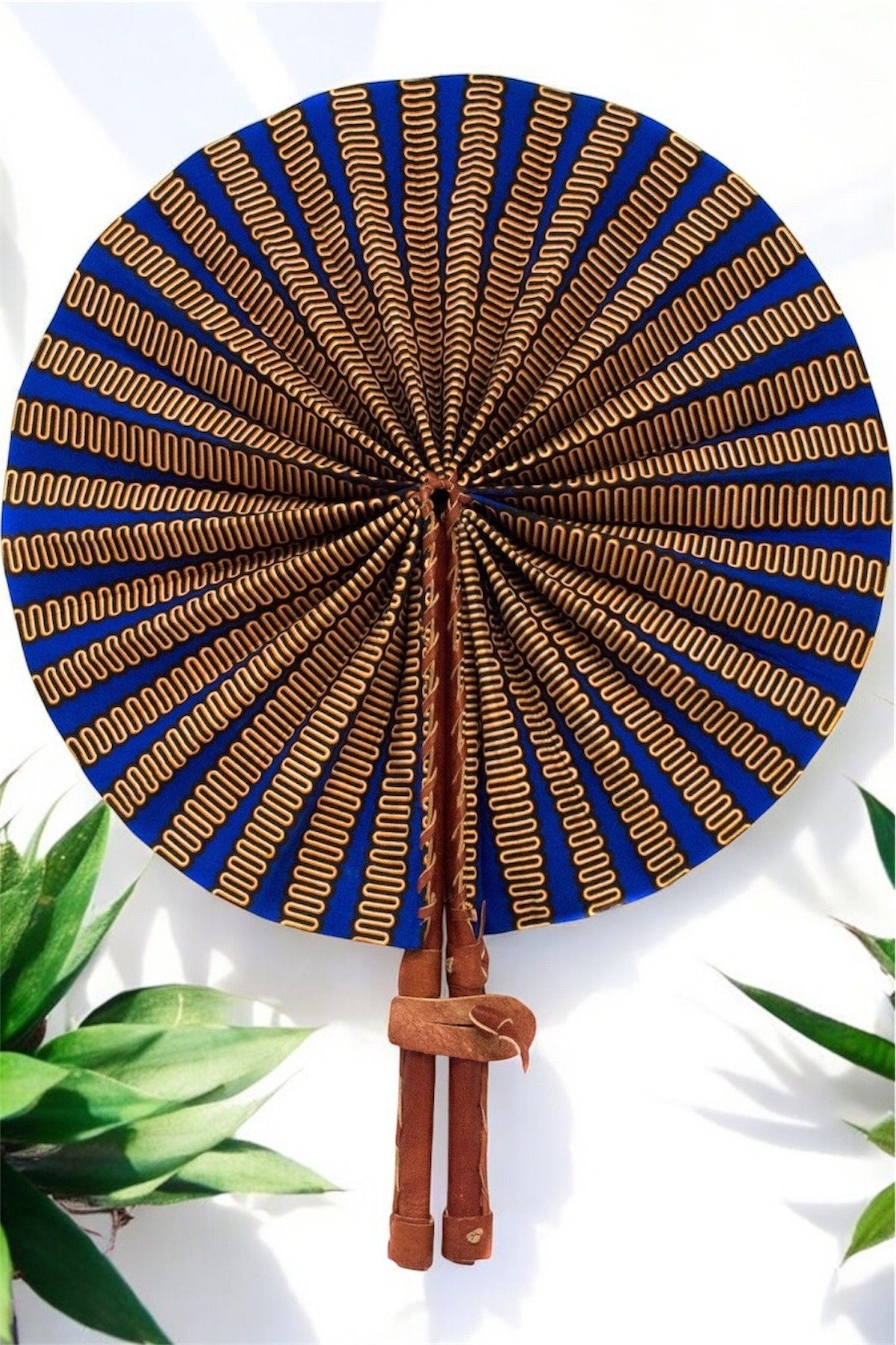 Golden Harmony - African Print Handmade Fan