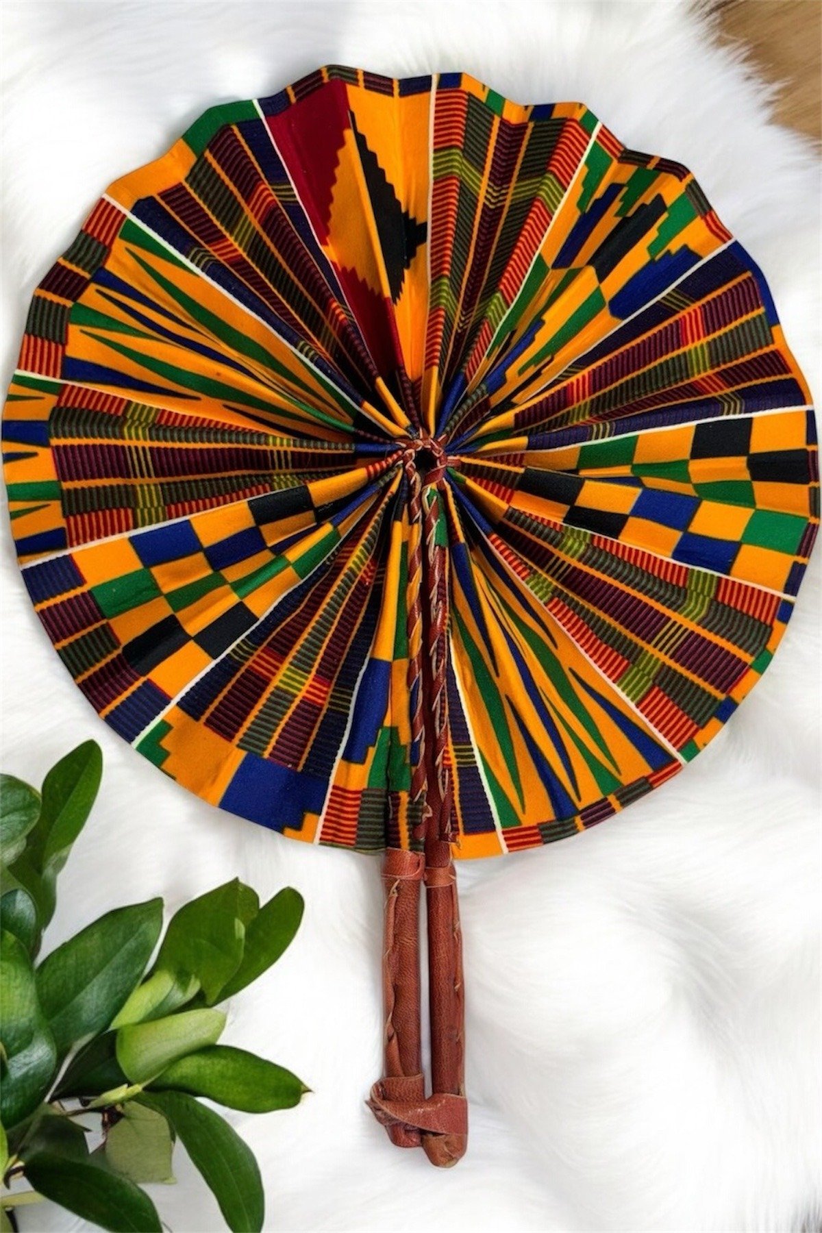 Ghanaian Pride Kente Hand Fan