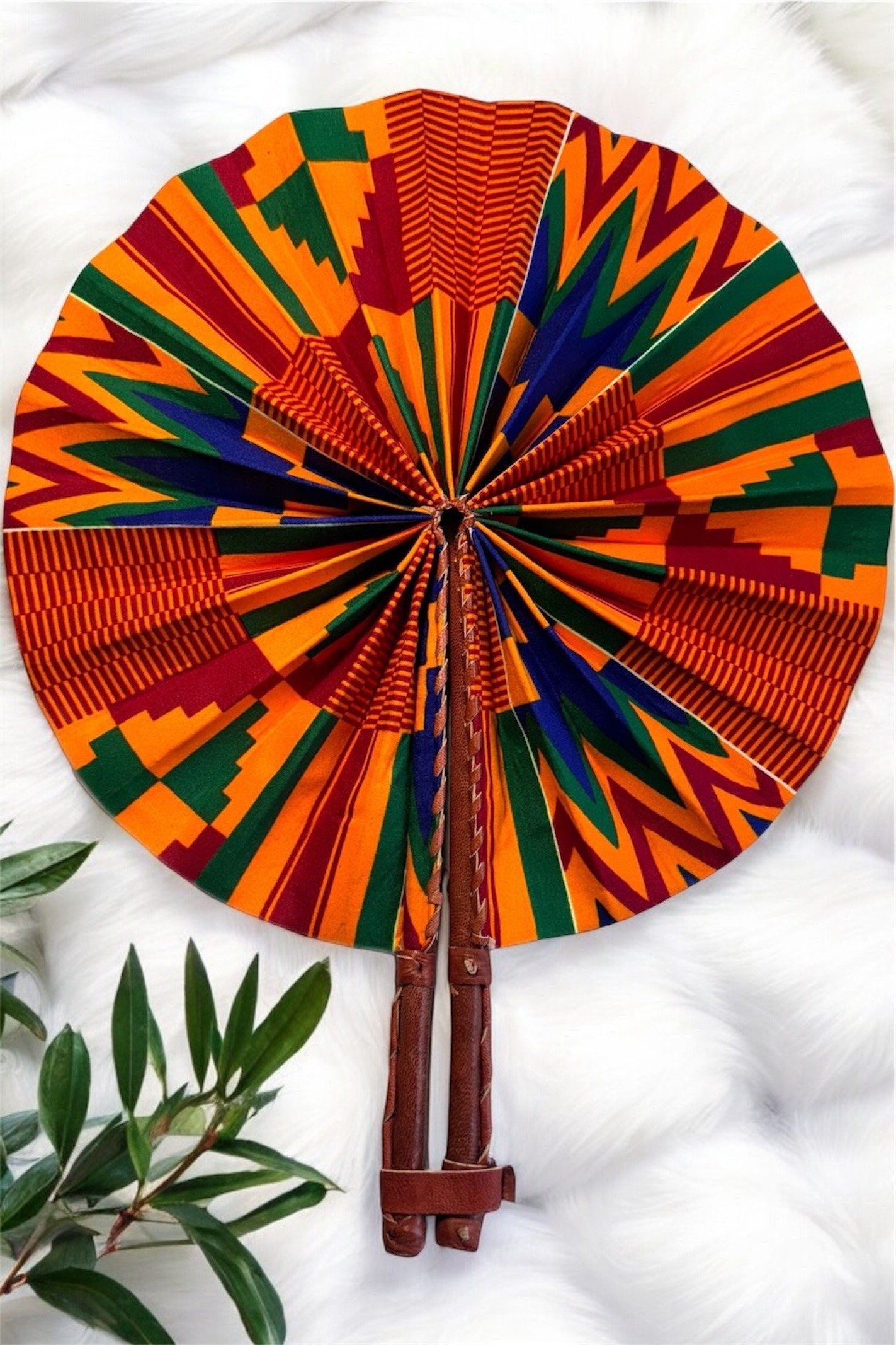 Photoroom_20250228_114757 Sunset Harmony Kente Hand Fan
