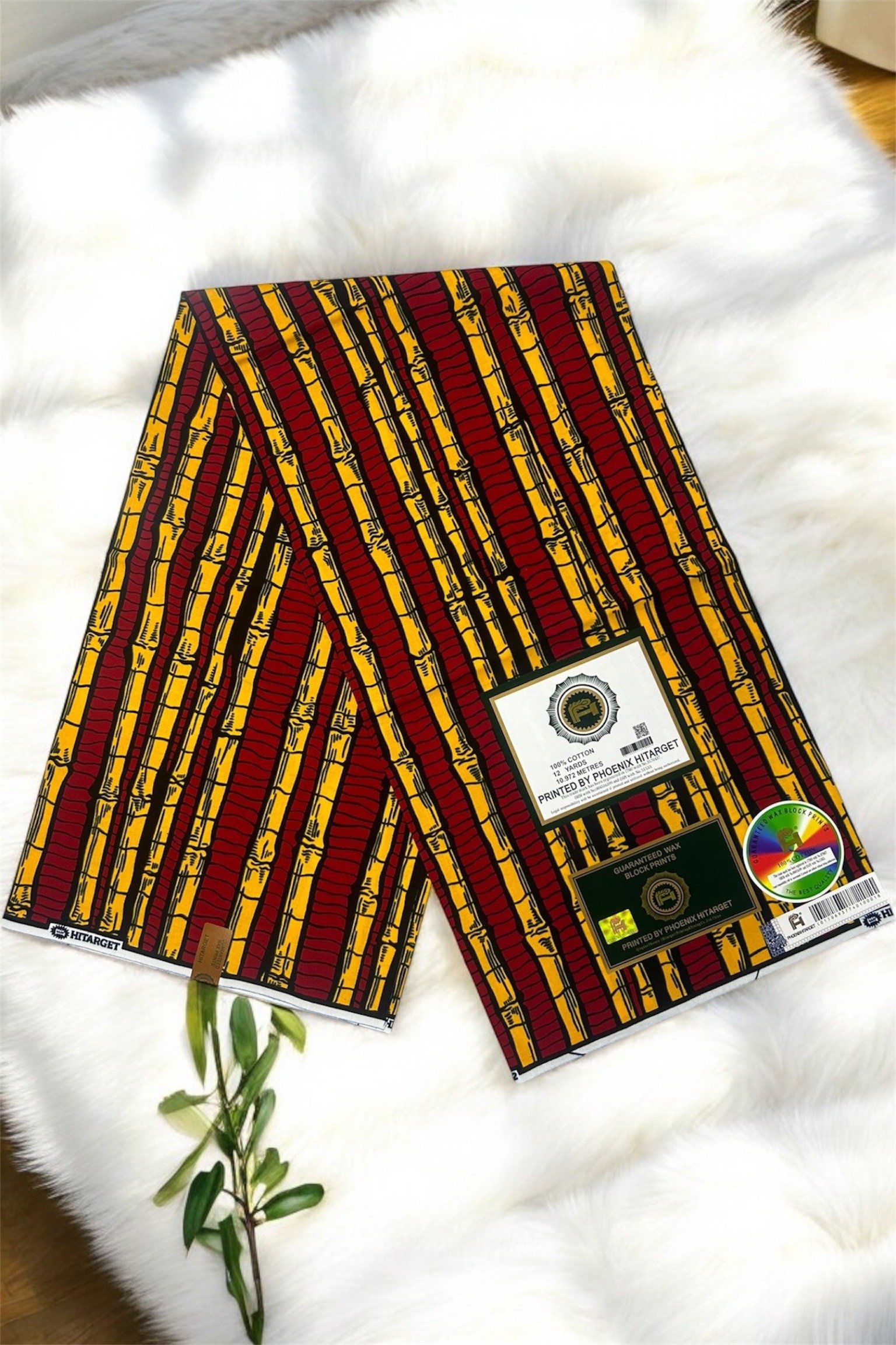 Photoroom_20250228_115651 Red Sugarcane Stripe African Wax Print Fabric