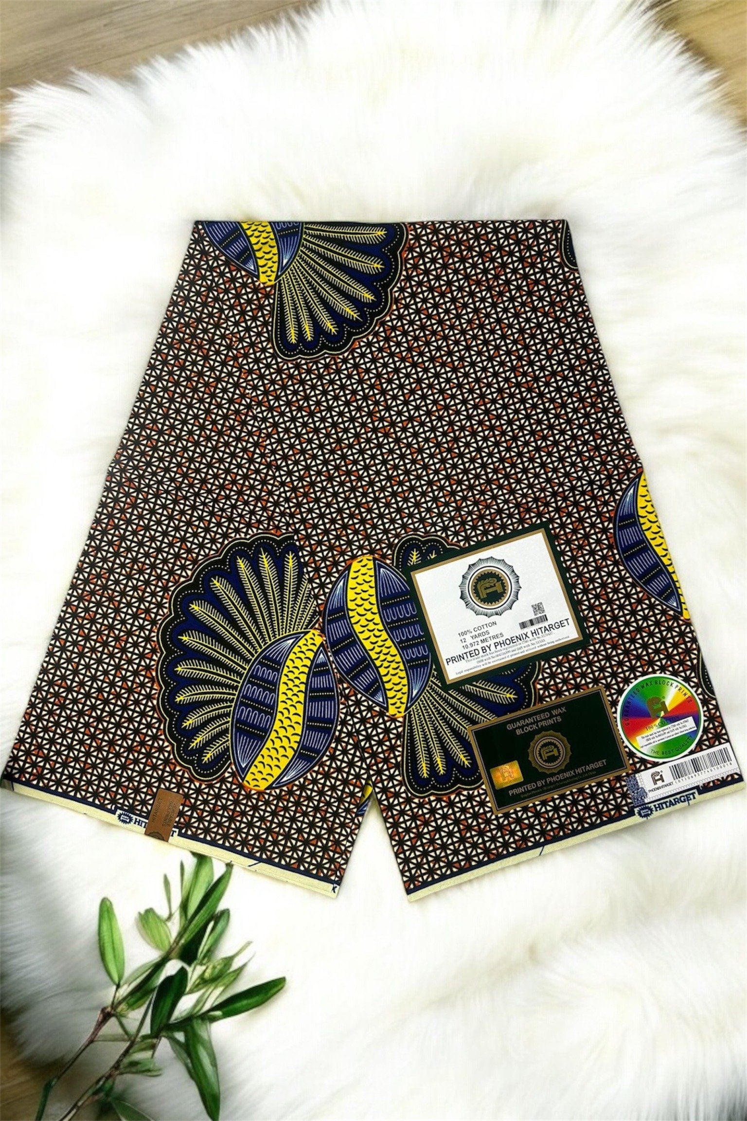 Golden Shells Ankara African Wax Print Fabric