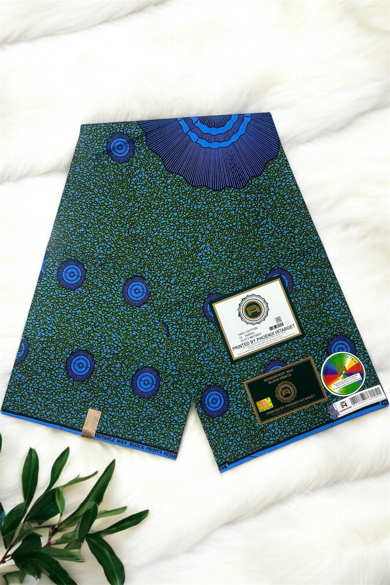 Green African Print Wax Fabric