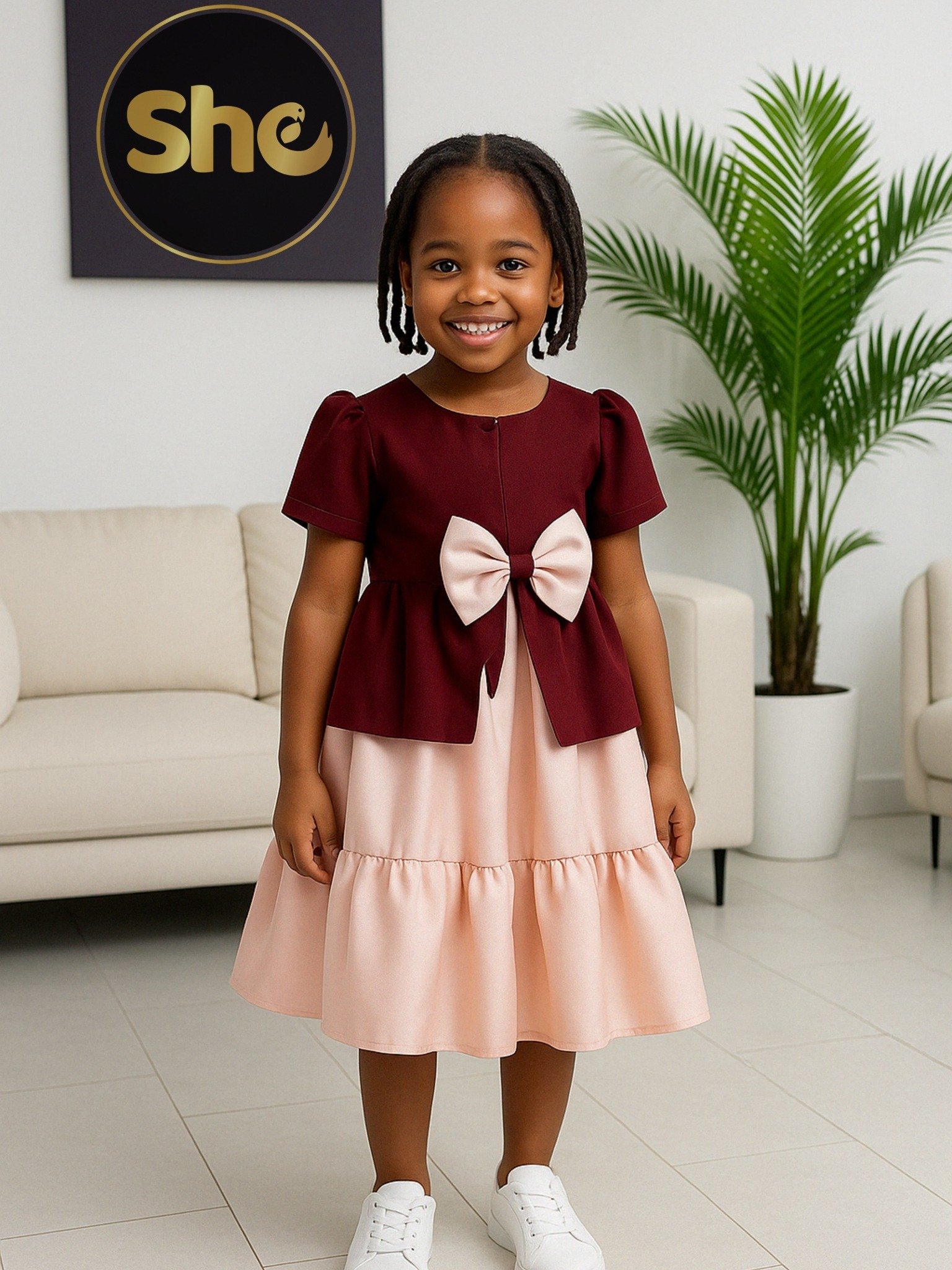 Eshe Kids Bow Peplum Dress