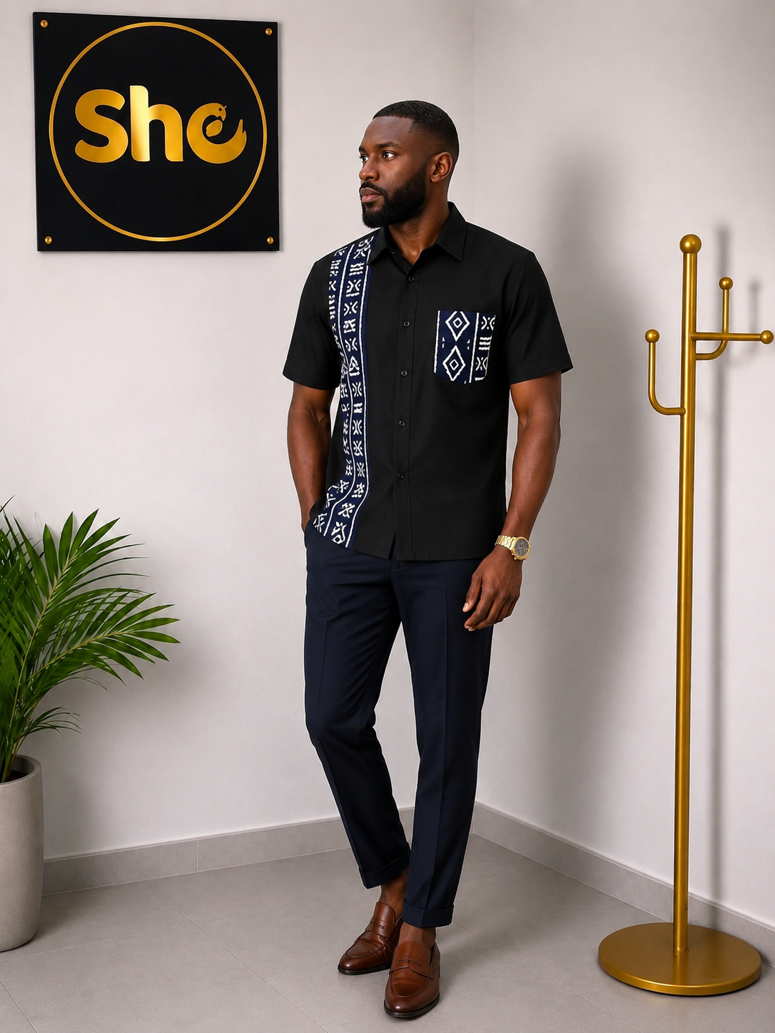 Isaiah Royal African Print Men’s Shirt