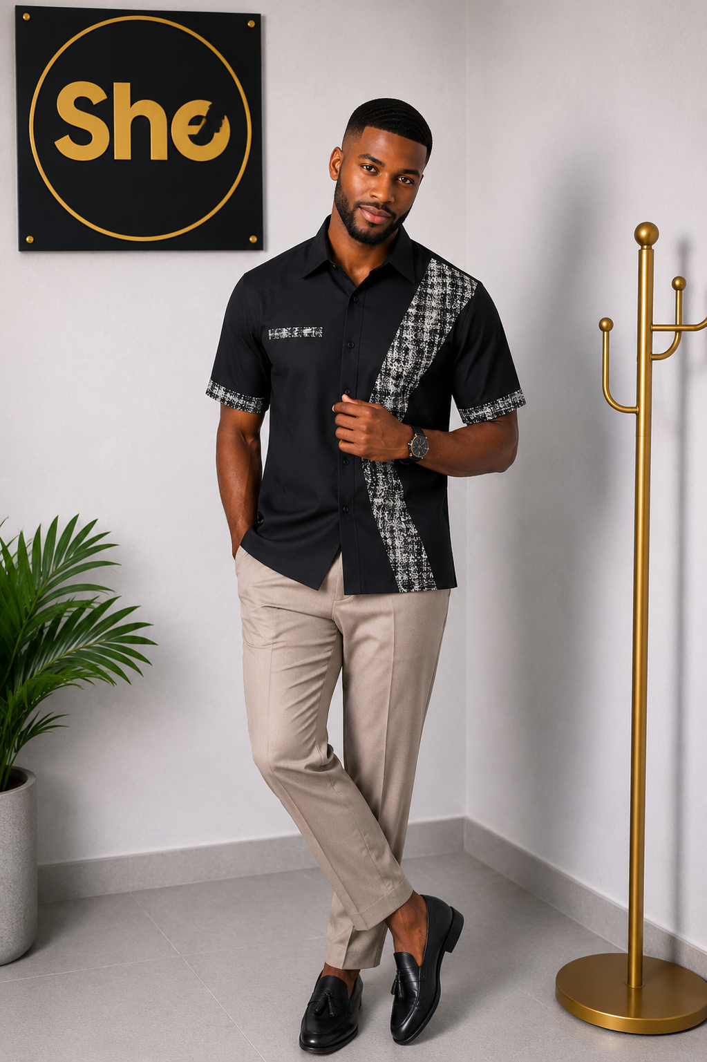 Nathaniel African Print Men’s Shirt