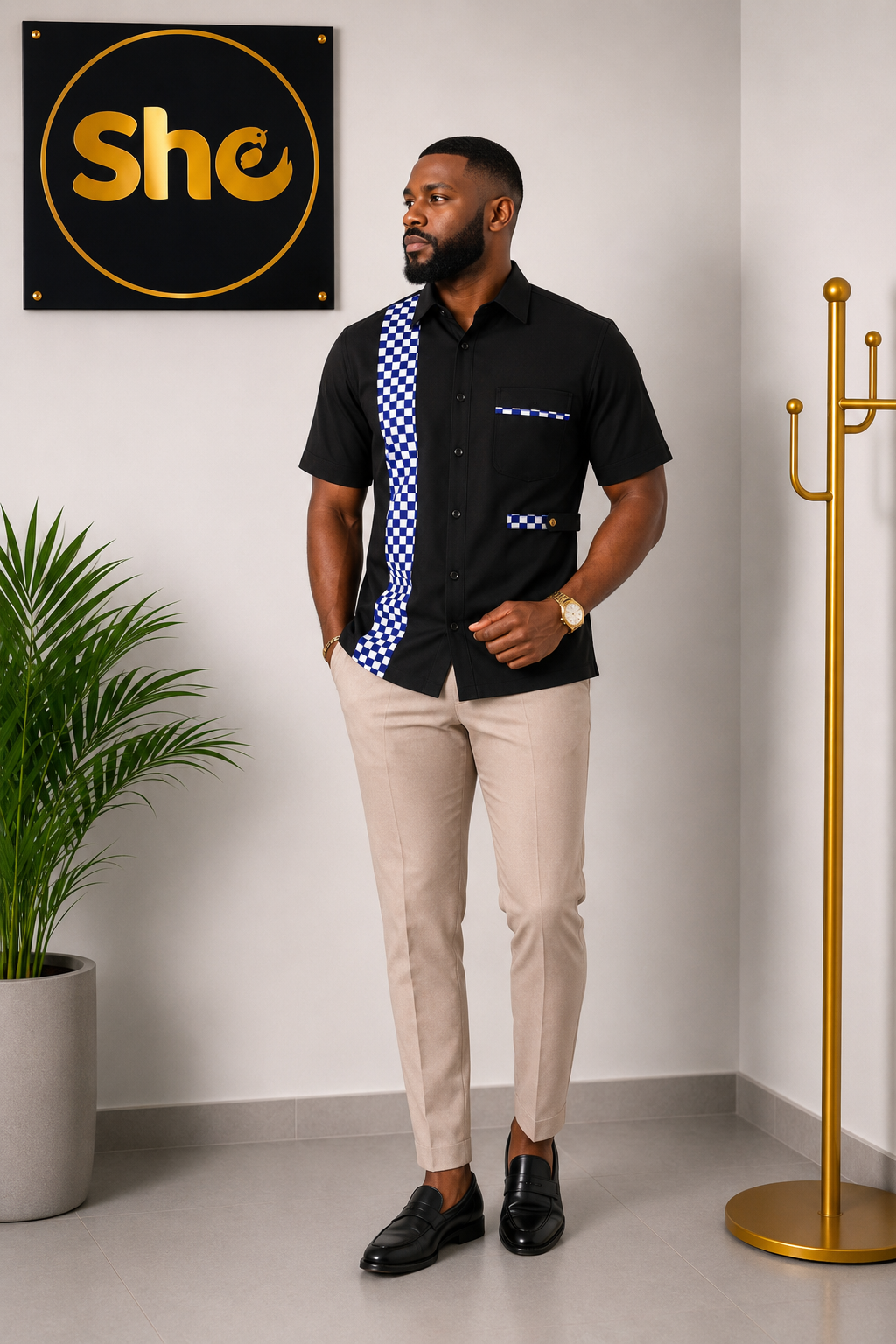 Emmanuel Signature African Print Men’s Shirt
