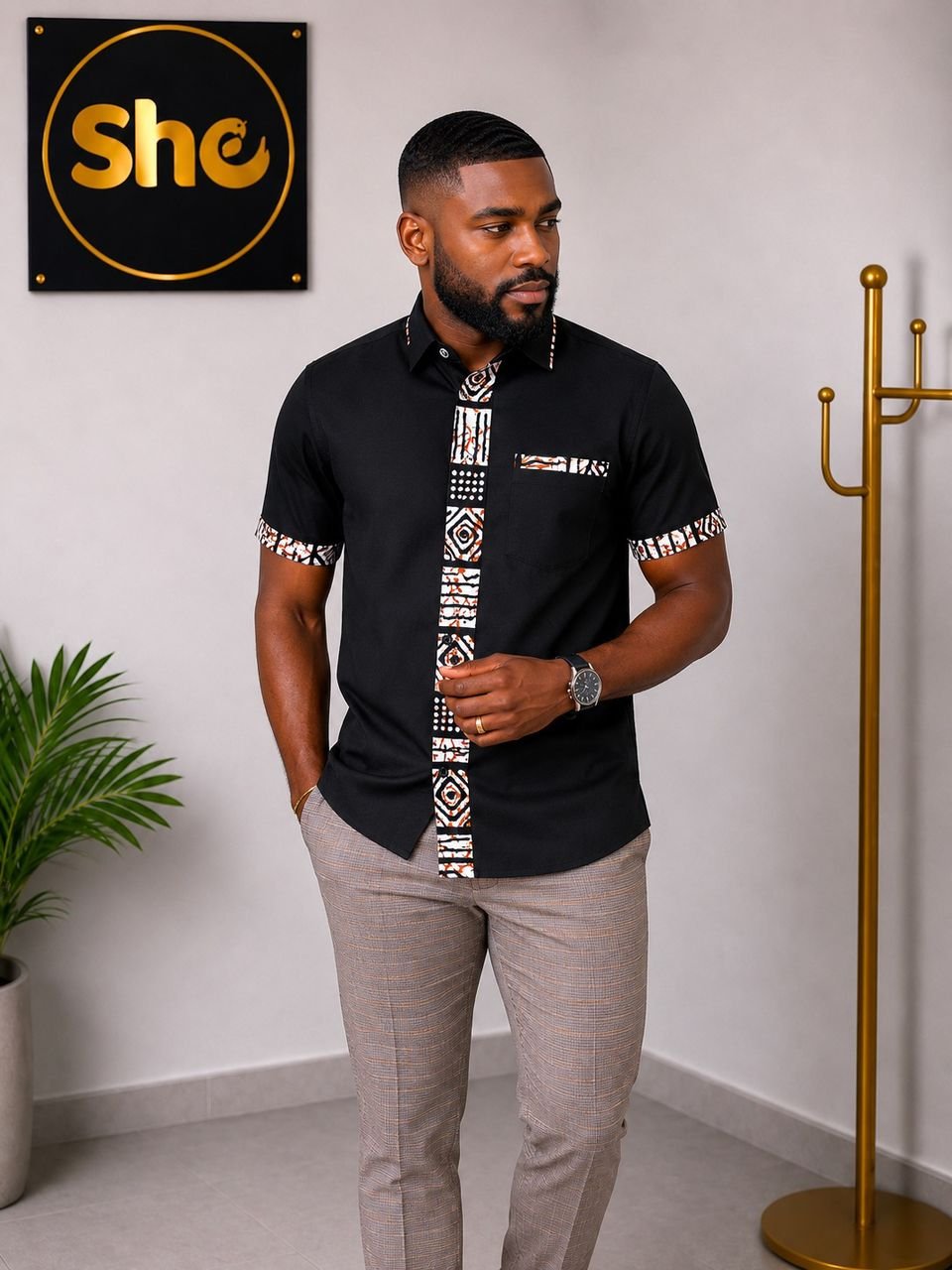 Obiora African Print Men’s Shirt
