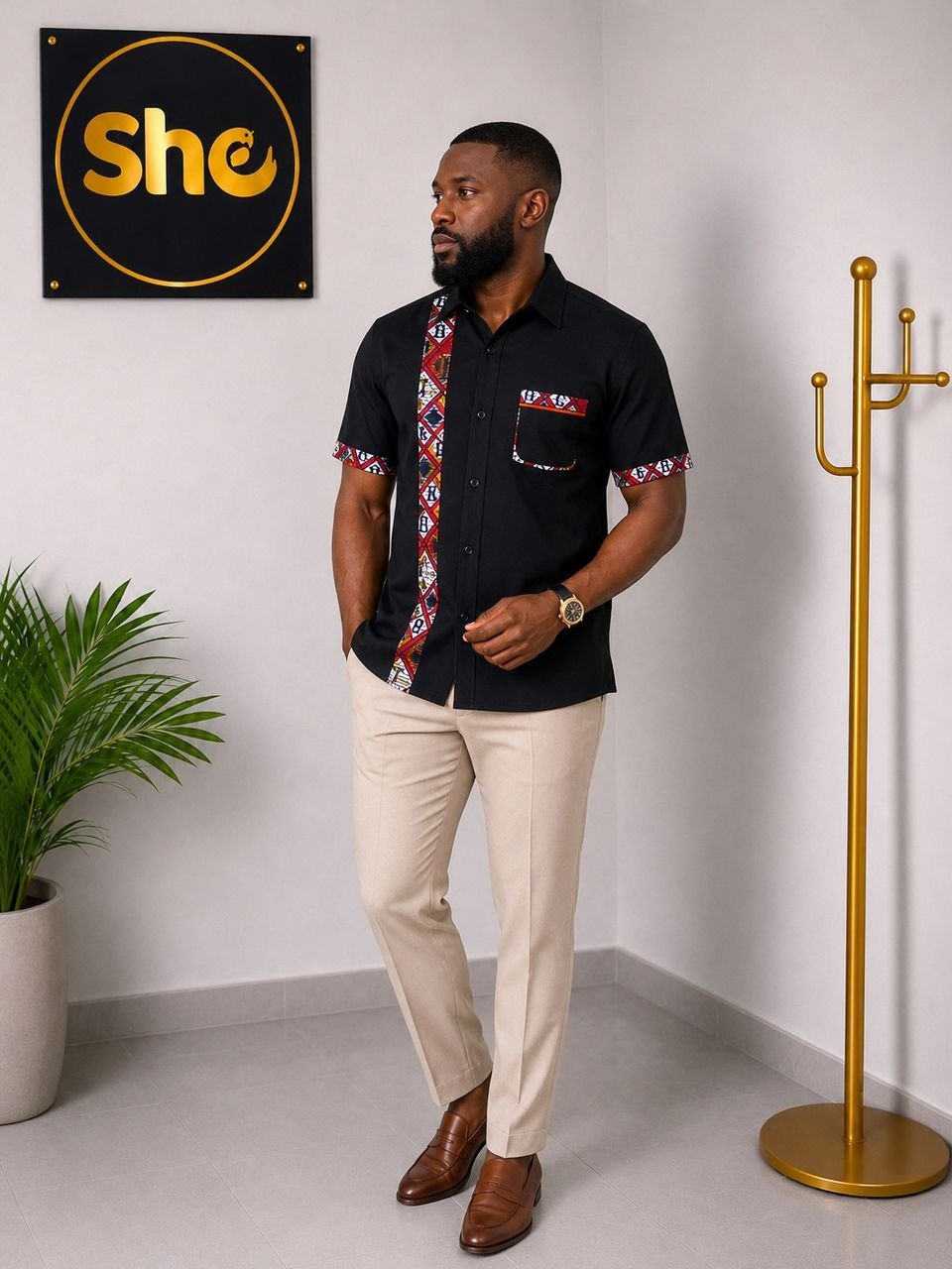 Jabari African Print Men’s Shirt