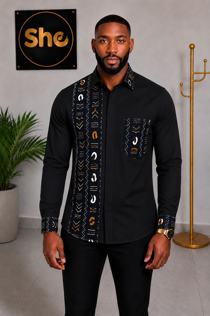 Emmanuel Tribal Luxe Men’s Long Sleeve Shirt Collection  ‎