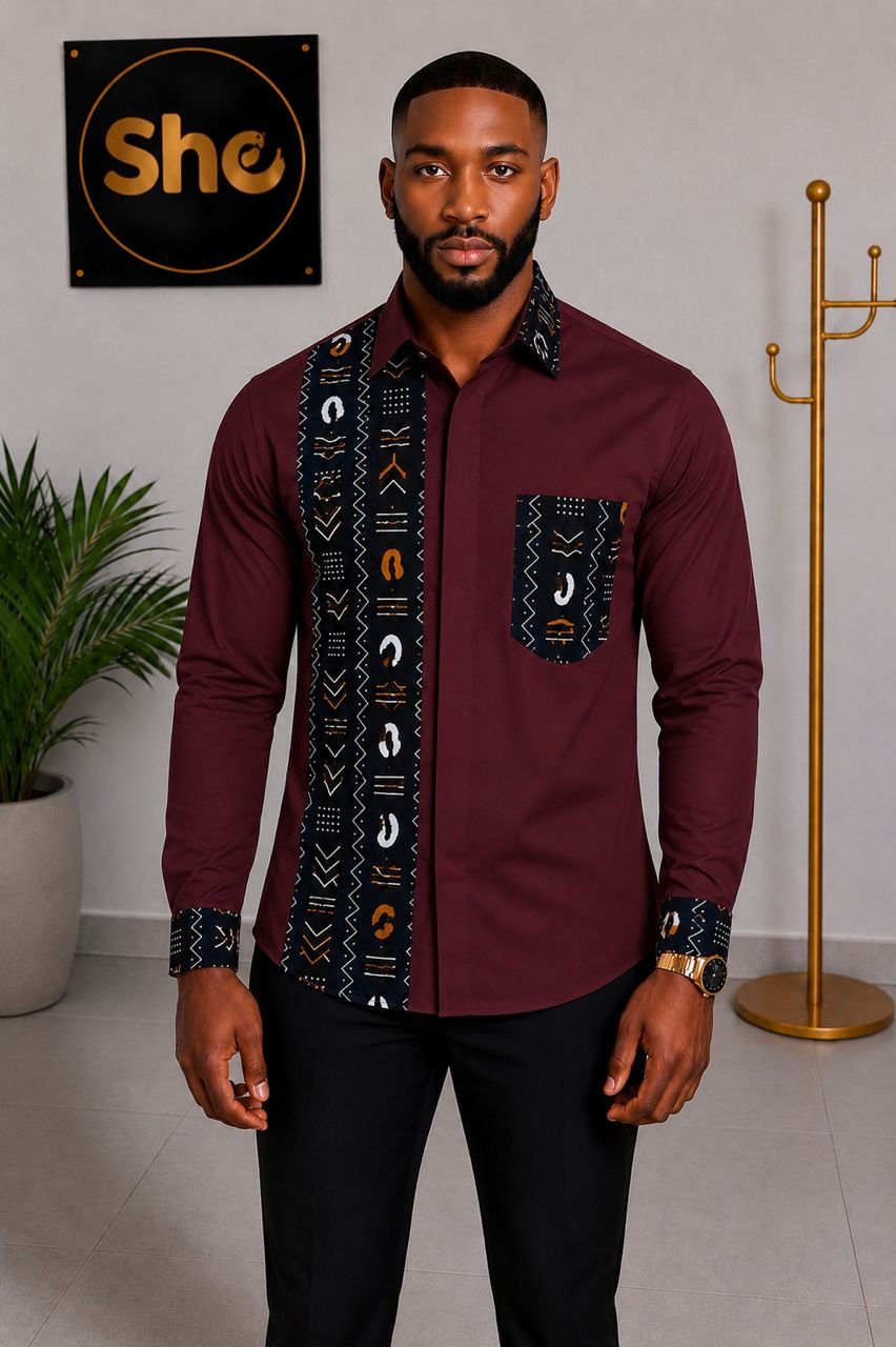 Emmanuel Tribal Luxe Men’s Long Sleeve Shirt Collection  ‎