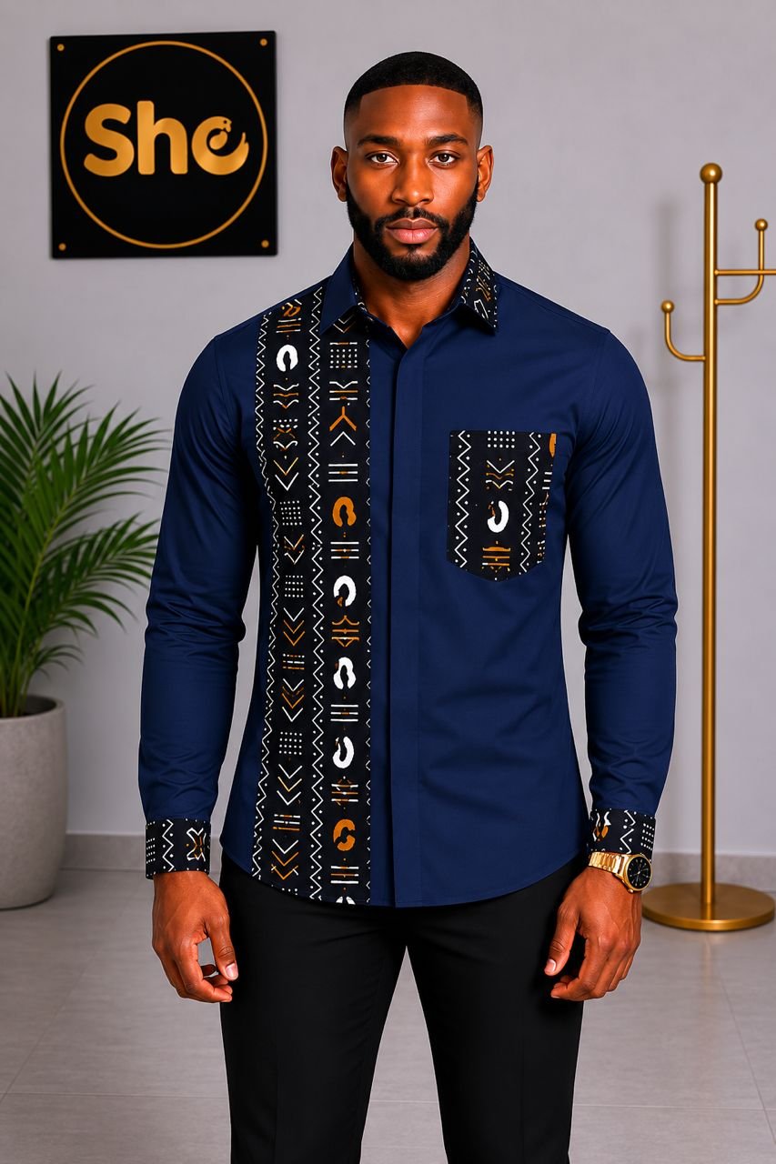 Emmanuel Tribal Luxe Men’s Long Sleeve Shirt Collection  ‎